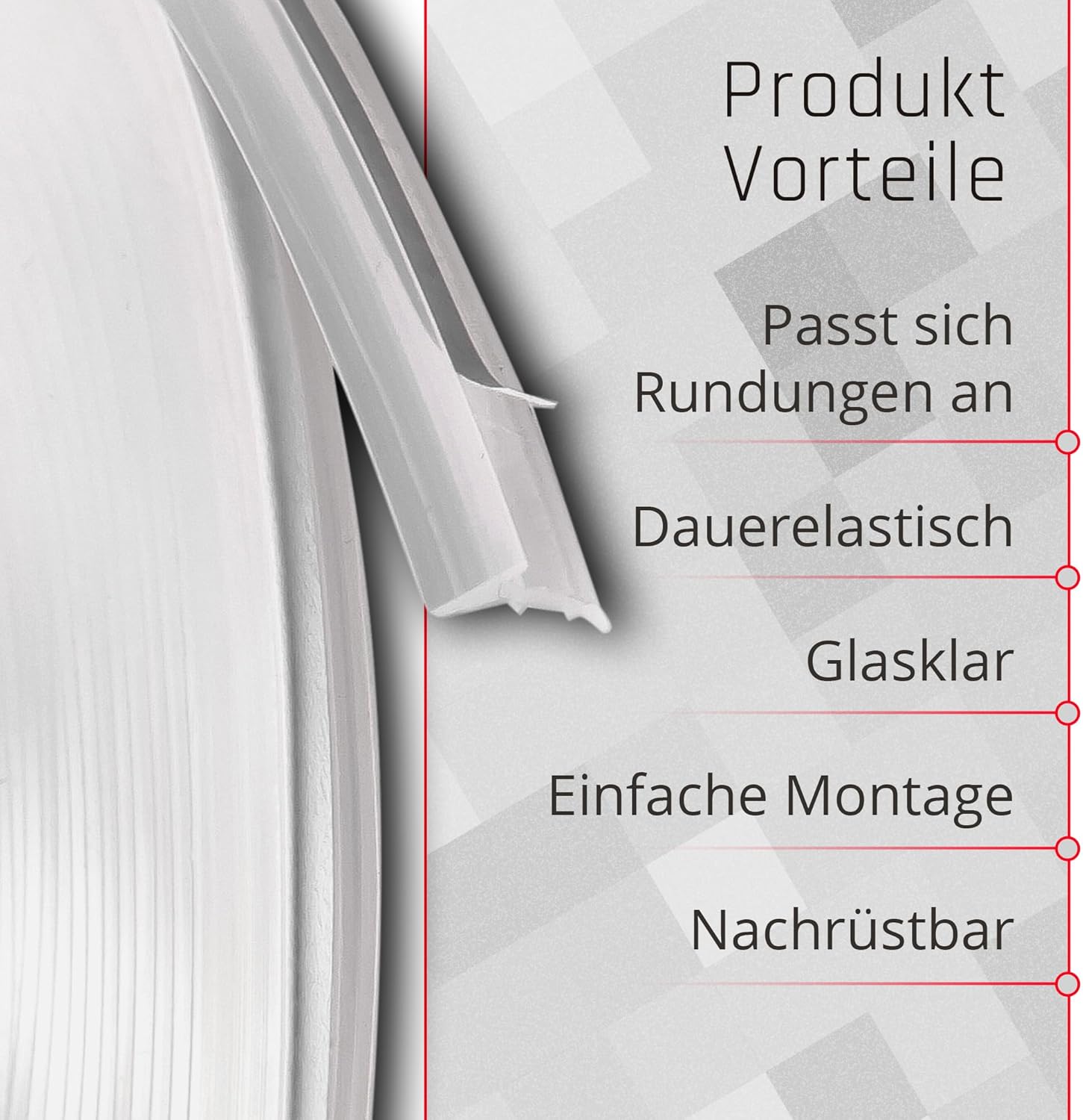 Silikon - Dichtlippe Schmutzlippe für Glasplatte, Kaminplatte, Ofenplatte, Bodenplatte - 4 - fach MAX - Dichtlippe