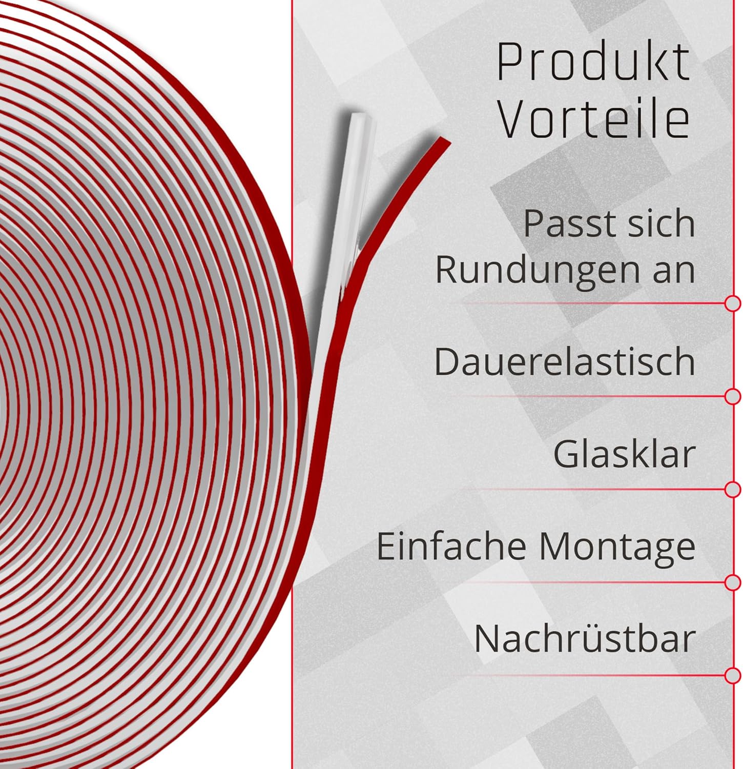Silikon - Dichtlippe Schmutzlippe für Glasplatte, Kaminplatte, Ofenplatte, Bodenplatte - beidseitig klebend PLUS - Dichtlippe