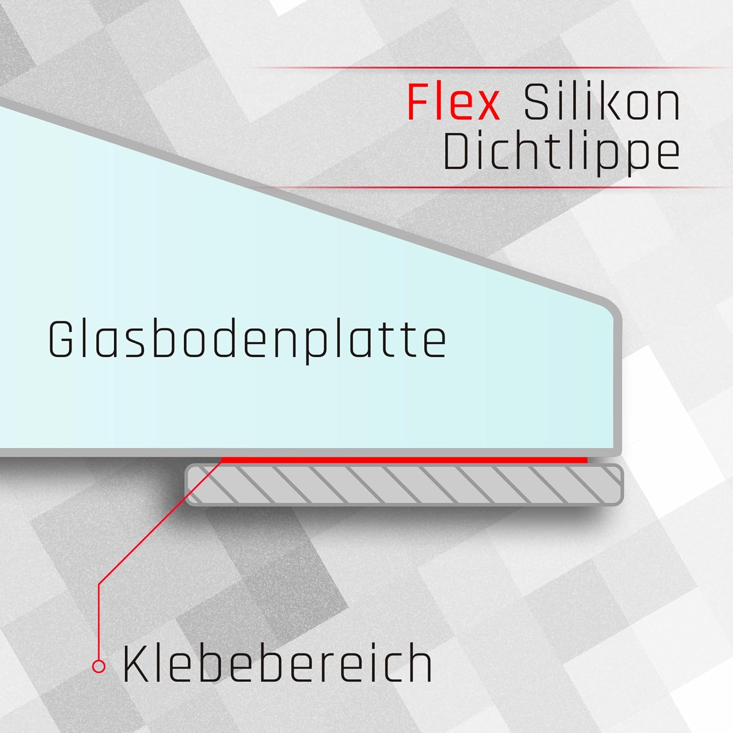 Silikon - Dichtlippe Schmutzlippe für Glasplatte, Kaminplatte, Ofenplatte, Bodenplatte - einseitig klebend FLEX - Dichtlippe