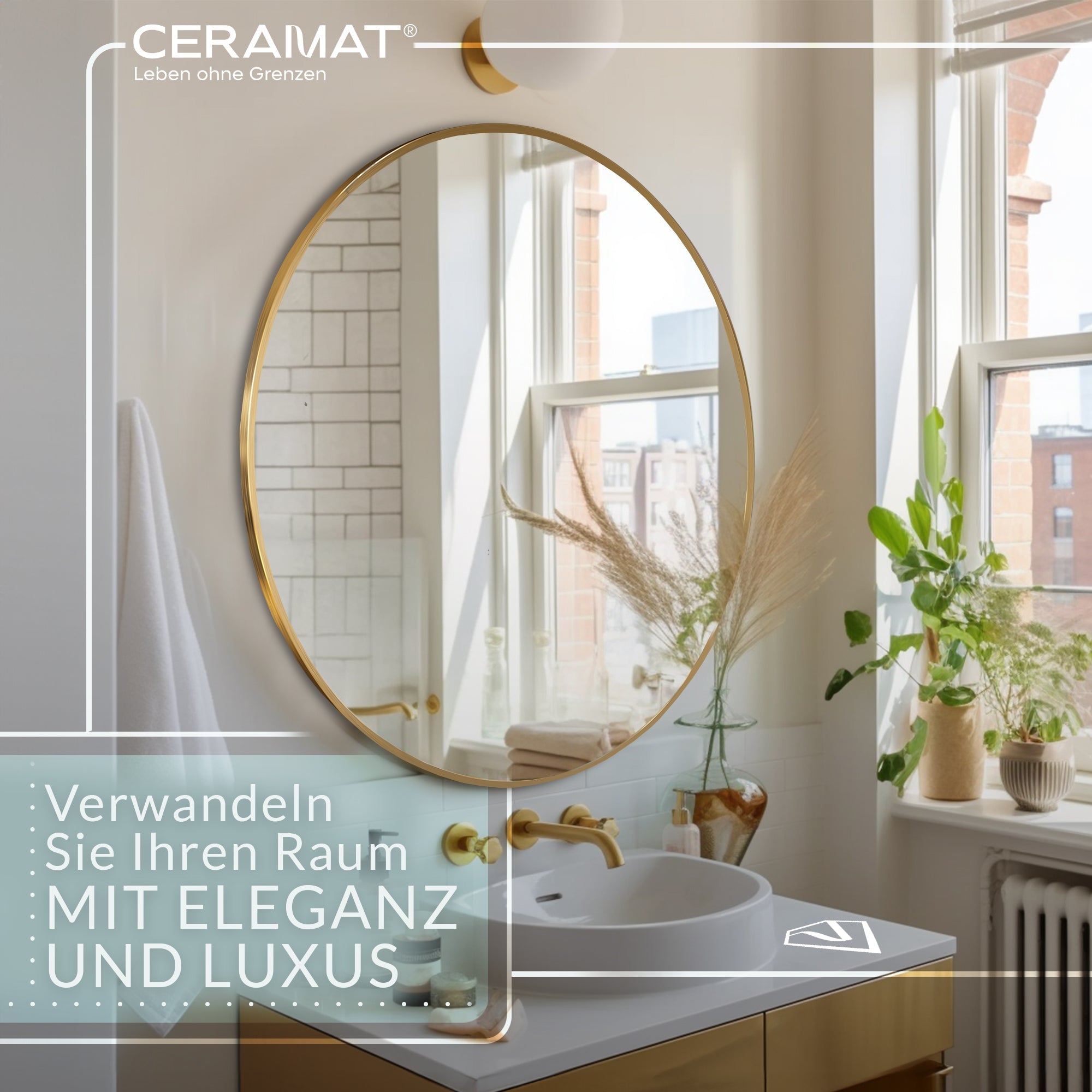 Runder Spiegel mit Metallrahmen - Elegantes Design für Bad und moderne Wohnräume - Spiegel mit Rahmen
