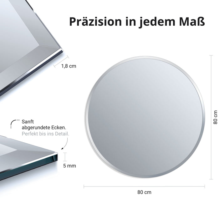 Spiegel Rund mit Facette - Ø80cm inkl. BefestigungArbeitszimmer