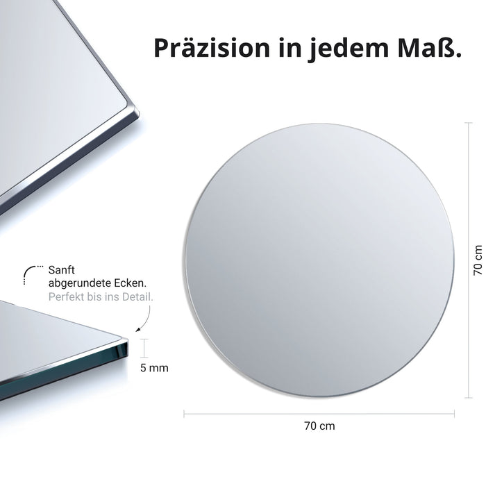 Spiegel Rund mit polierten Kanten - Ø70cm inkl. BefestigungArbeitszimmer