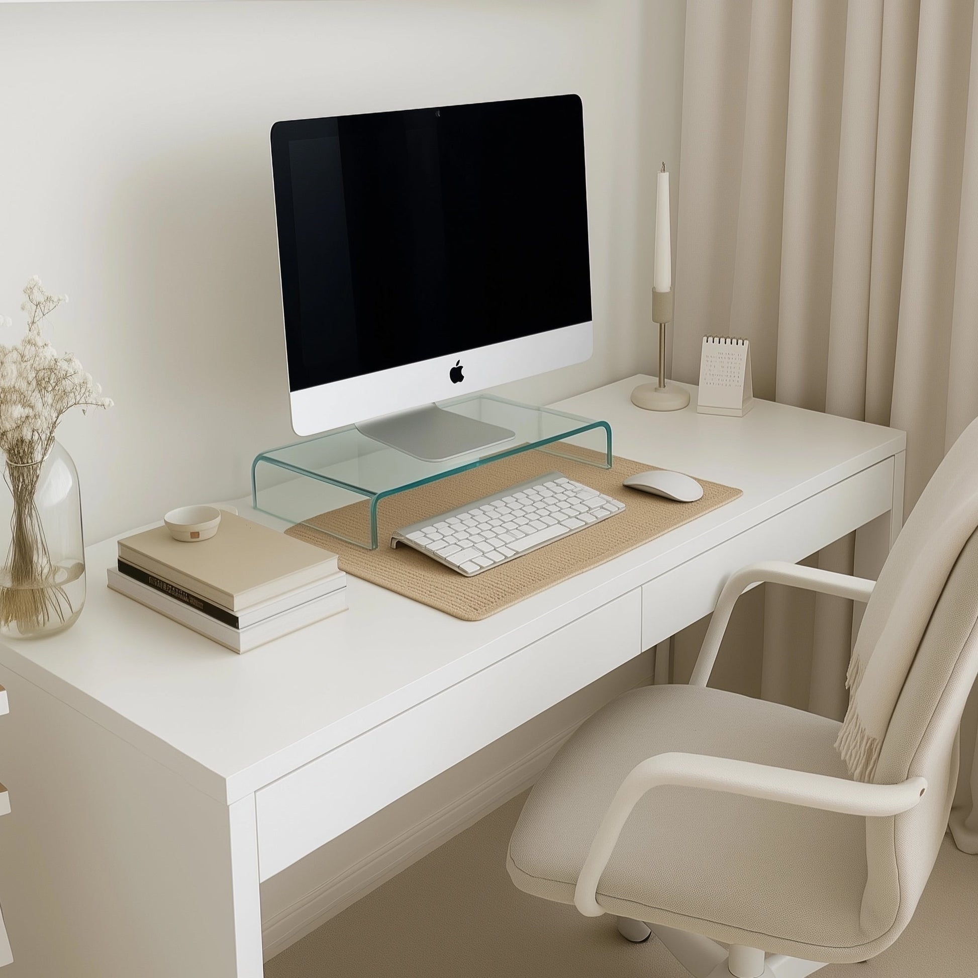 Tidyard TV-Tisch Glasaufsatz – Transparenter Monitorständer, 60x35x17 Cm, Gehärtetes Glas, Modernes Design