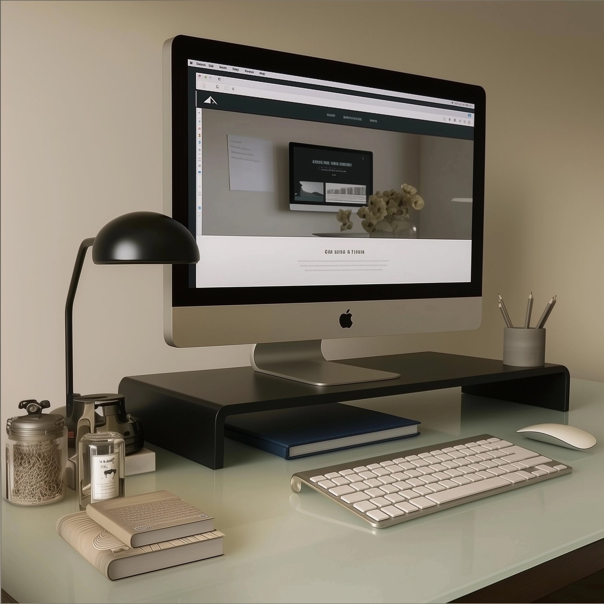 Glas Aufsatz Erhöhung für TV, Bildschirm, PC, Monitor, Laptop - Schwarz - TV - Glasaufsatz