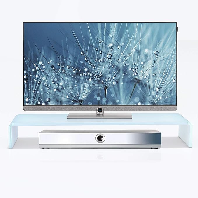 Glas Aufsatz Erhöhung für TV, Bildschirm, PC, Monitor, Laptop - Weiss - TV - Glasaufsatz